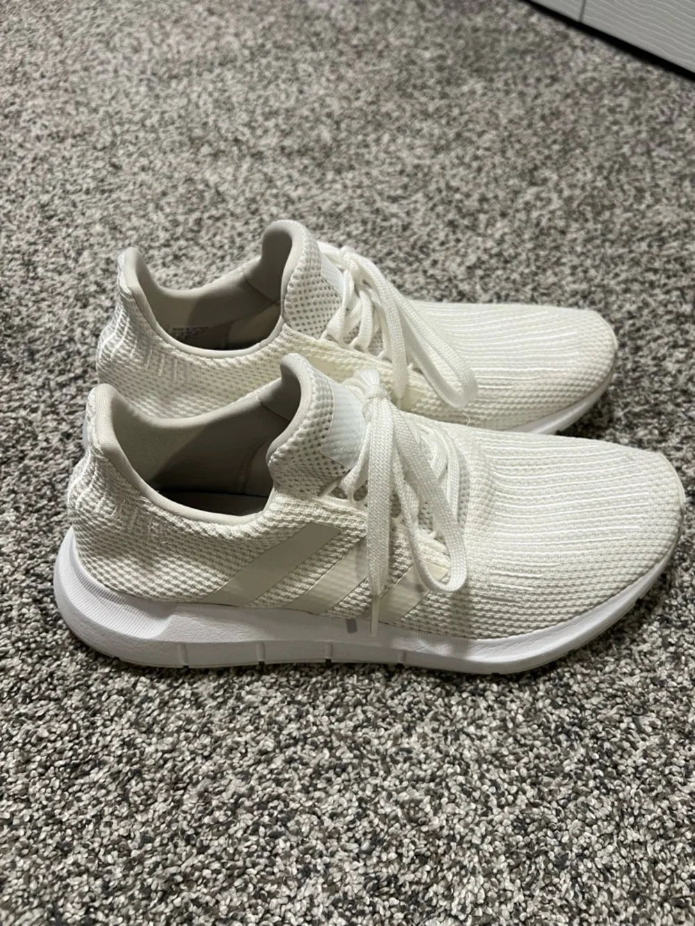 Adidas Men's All-White Knit Athletic Sneakers - Picture 2 of 8